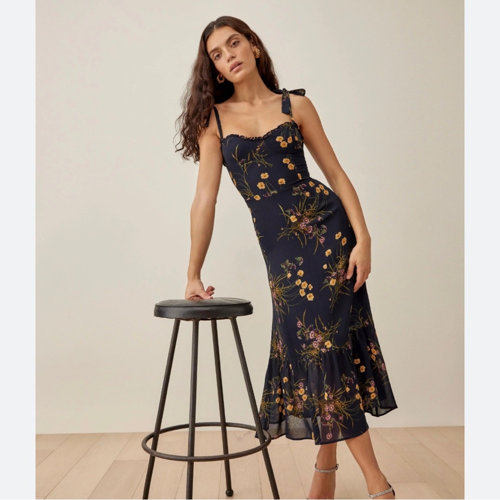 Reformation Nikita dress dark blue floral